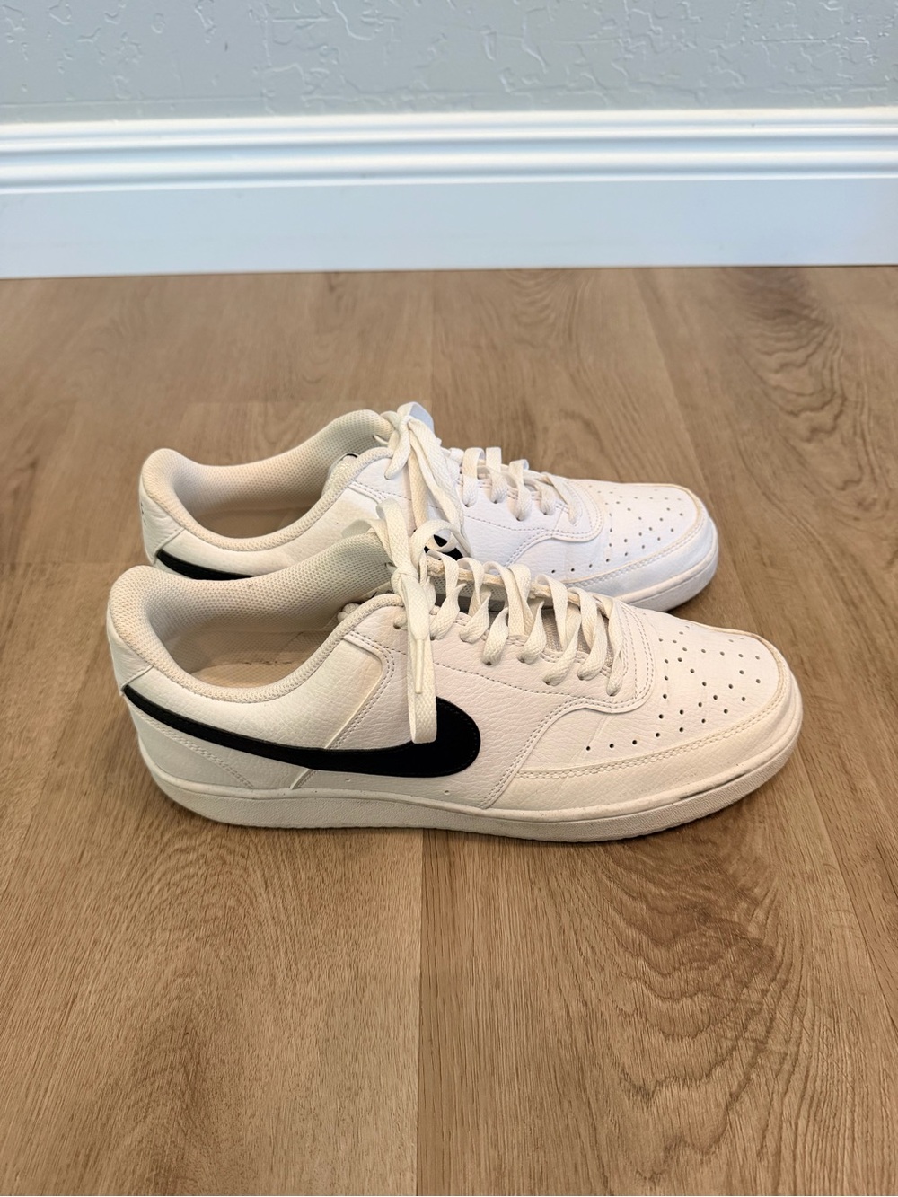 Nike Men’s White Sneakers with Black Swoosh